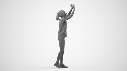 scanned 3D woman sport, photogrammetry people for Enscape and V-Ray, wireframe side view