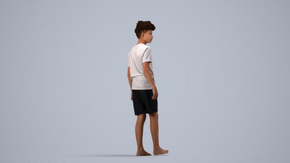 realistic 3D boy casual kids, scanned archviz people for Blender and 3ds Max, side view render