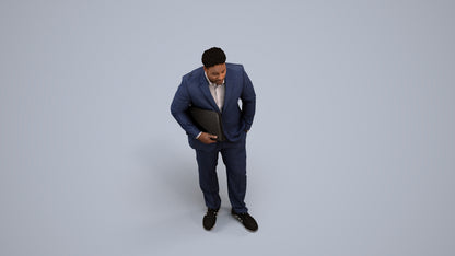 3D people model man business, scanned human for 3ds Max rendering, back view render