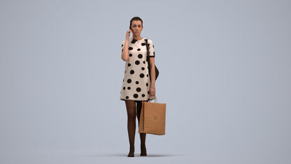 3D people model woman casual mix, scanned human for 3ds Max rendering, standing pose render