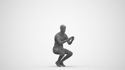 realistic 3D man casual sitting, scanned archviz people for Blender and 3ds Max, three-quarter front view render
