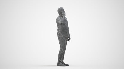 scanned 3D man casual standing, photogrammetry people for Enscape and V-Ray, wireframe side view