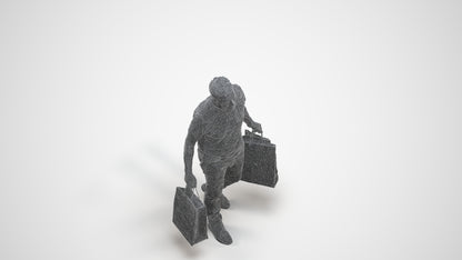 photogrammetry 3D senior man casual shopping, realistic human model archviz FBX, wireframe three-quarter view