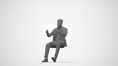 scanned 3D man casual driving, photogrammetry people for Enscape and V-Ray, wireframe back view