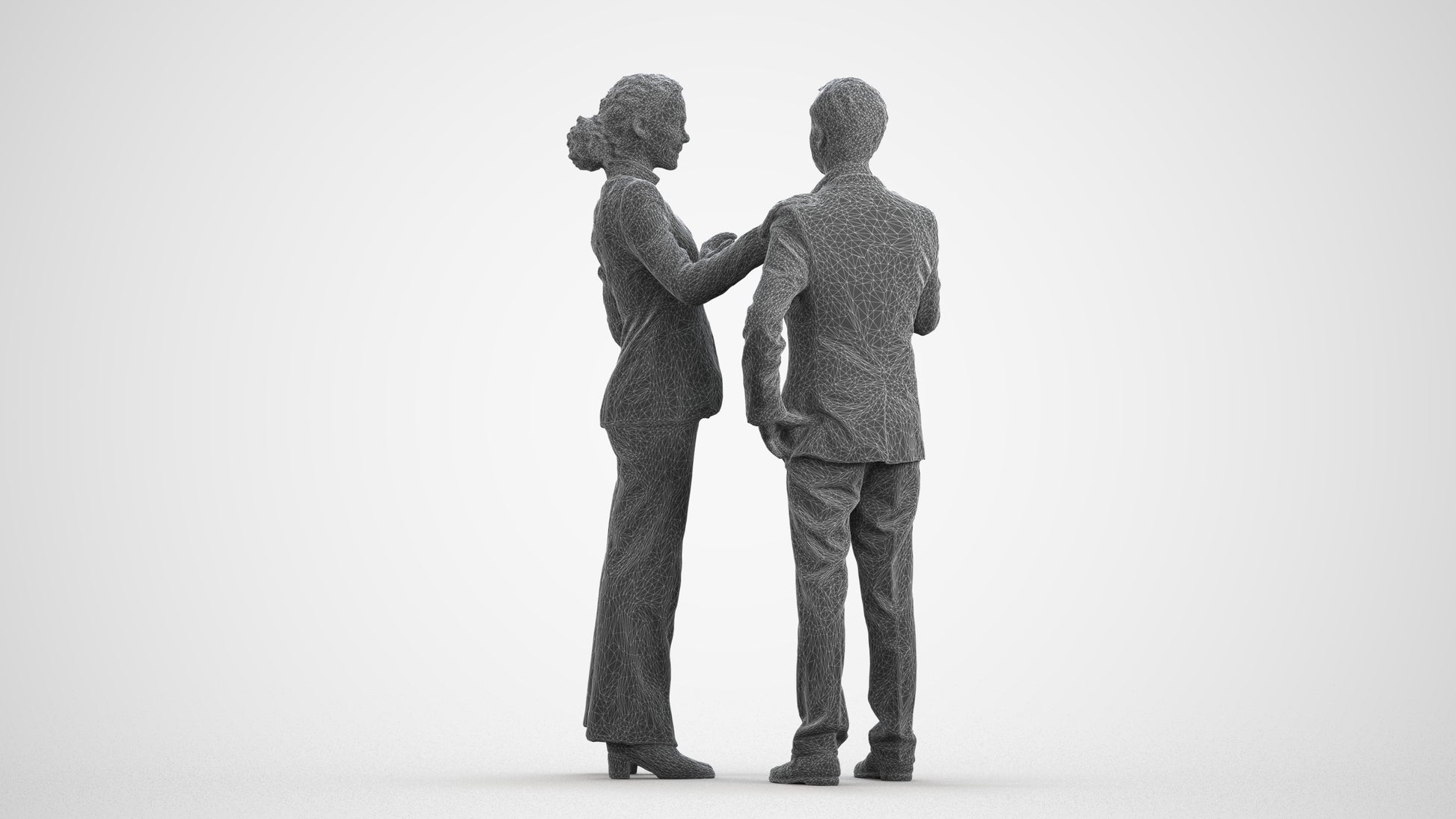 realistic 3D man business shopping, scanned archviz people for Blender and 3ds Max, wireframe front view
