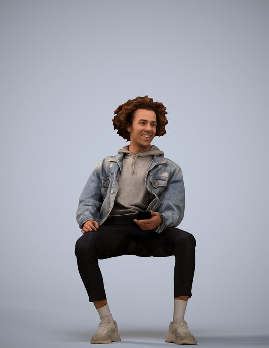 3D people model man casual sitting, scanned human for 3ds Max rendering