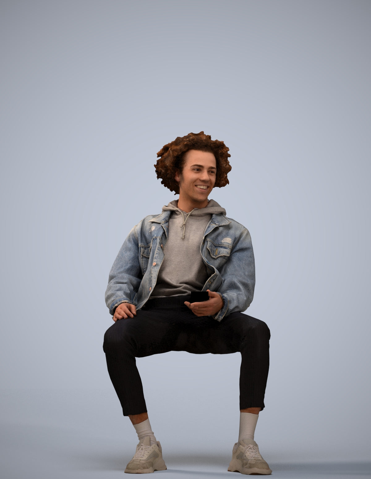 3D people model man casual sitting, scanned human for 3ds Max rendering