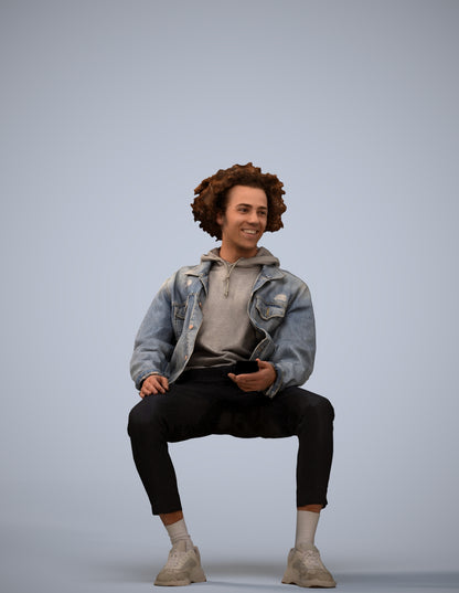 3D people model man casual sitting, scanned human for 3ds Max rendering