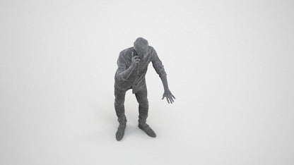 3D people model man casual standing, scanned human for 3ds Max rendering, wireframe three-quarter view