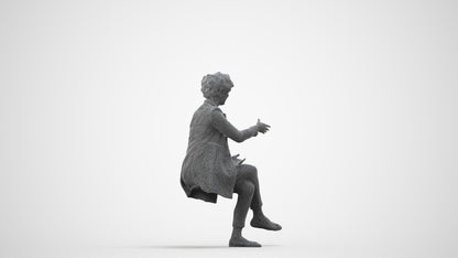 photogrammetry 3D woman business sitting, realistic human model archviz FBX, wireframe side view