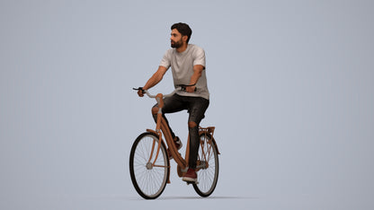 realistic 3D people man casual cycling, render-ready for V-Ray and Corona, FBX OBJ, top-down view render
