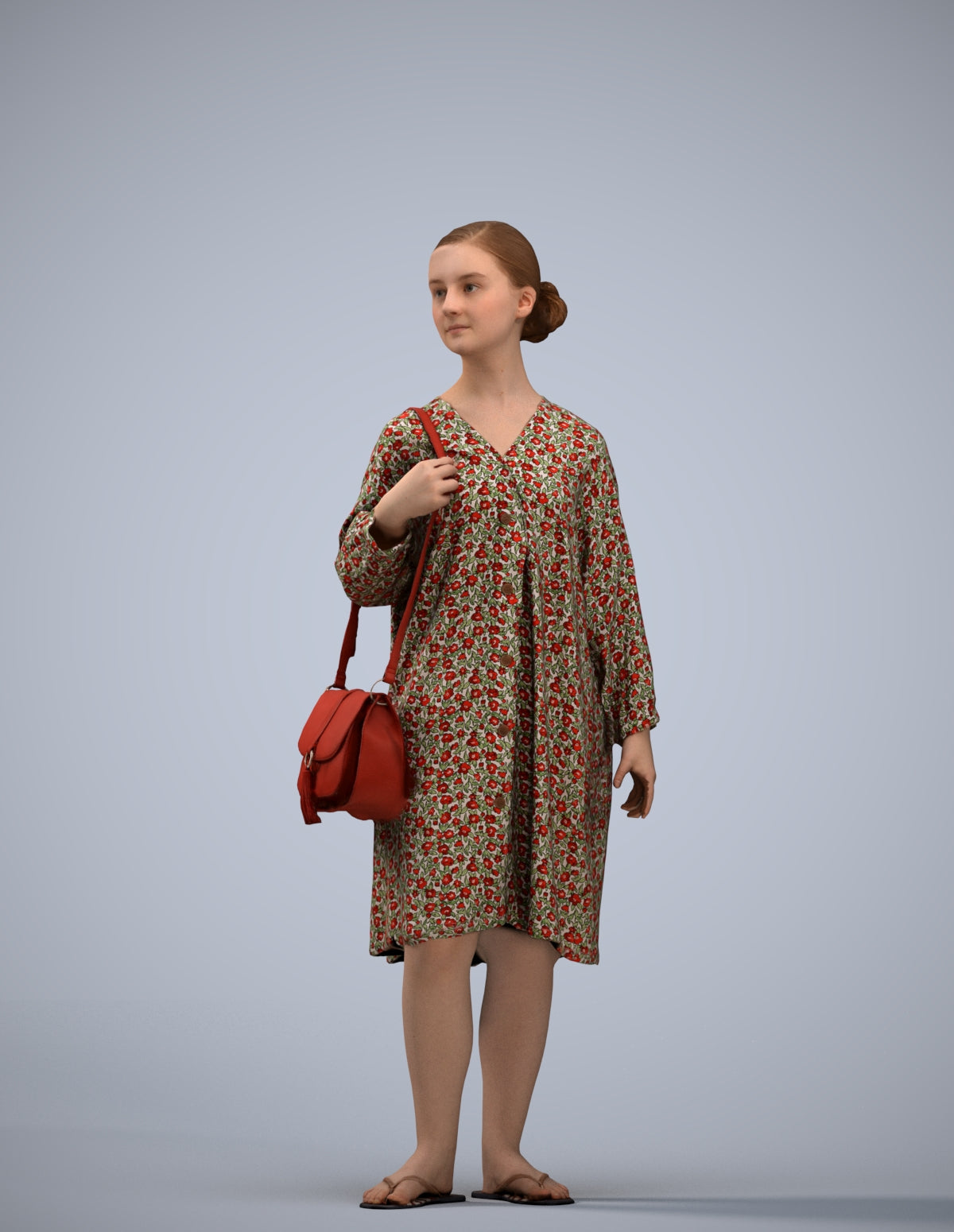 3D human model girl casual kids, photogrammetry scanned person for archviz