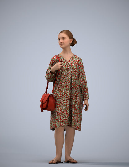 3D human model girl casual kids, photogrammetry scanned person for archviz