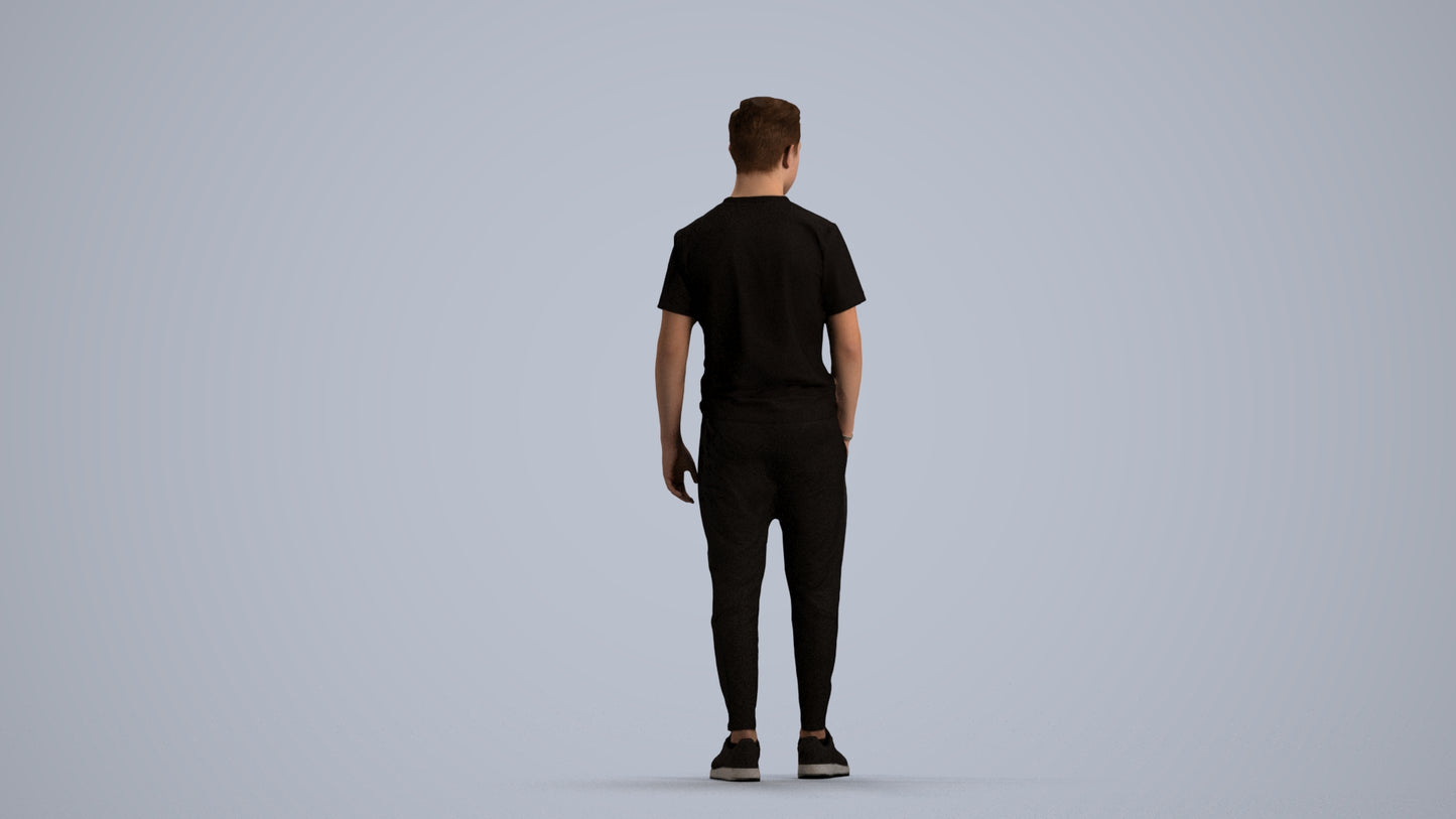 photogrammetry 3D boy casual kids, realistic human model archviz FBX, front view render