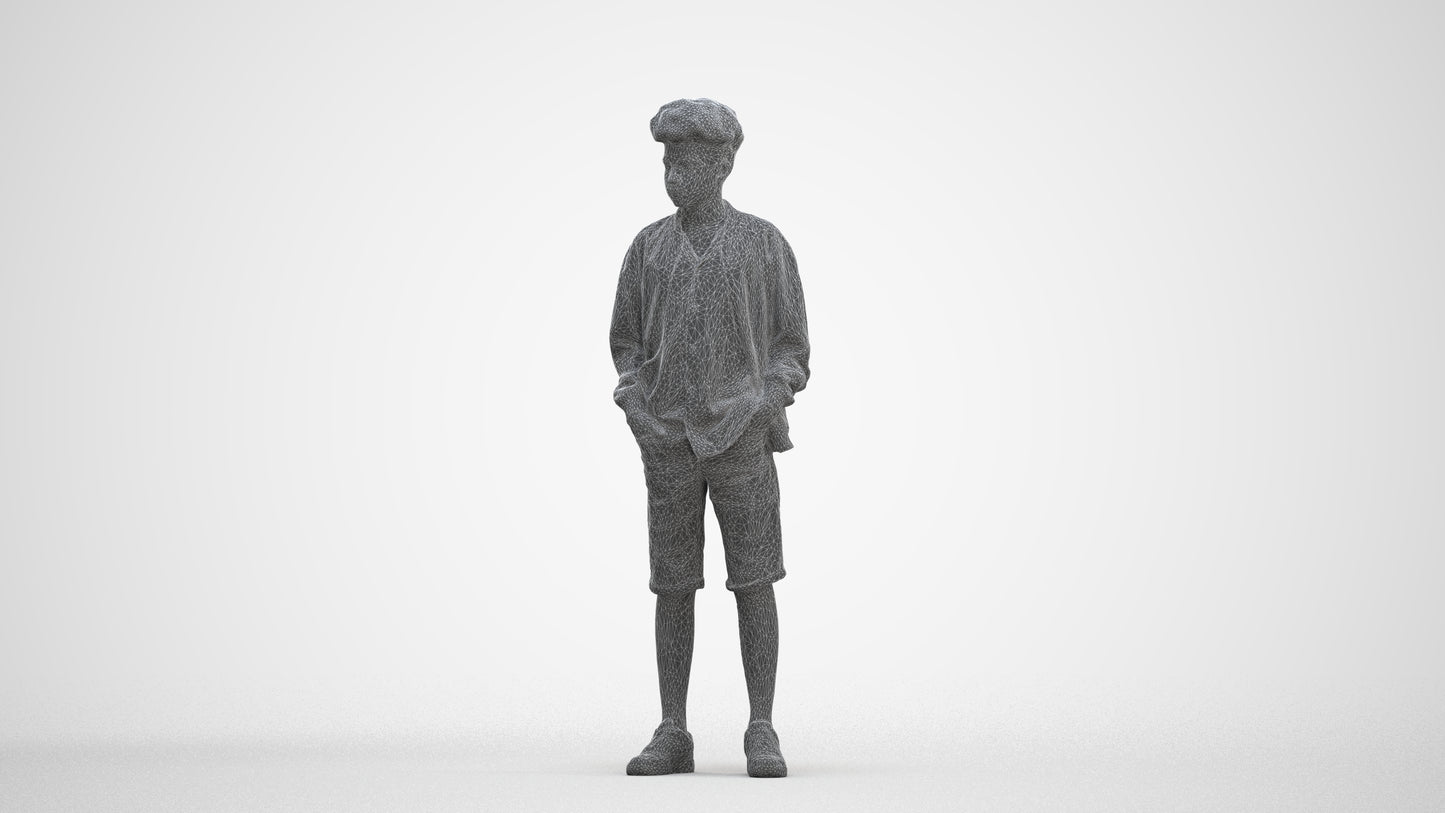 scanned 3D boy casual kids, photogrammetry people for Enscape and V-Ray, three-quarter front view render