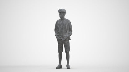 scanned 3D boy casual kids, photogrammetry people for Enscape and V-Ray, three-quarter front view render