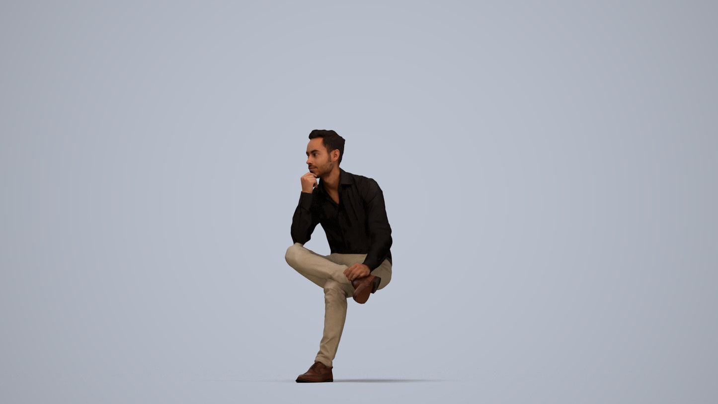 realistic 3D man business, scanned archviz people for Blender and 3ds Max, top-down view render