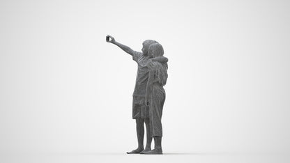realistic 3D human girl kids, archviz people FBX OBJ for Blender, wireframe back view