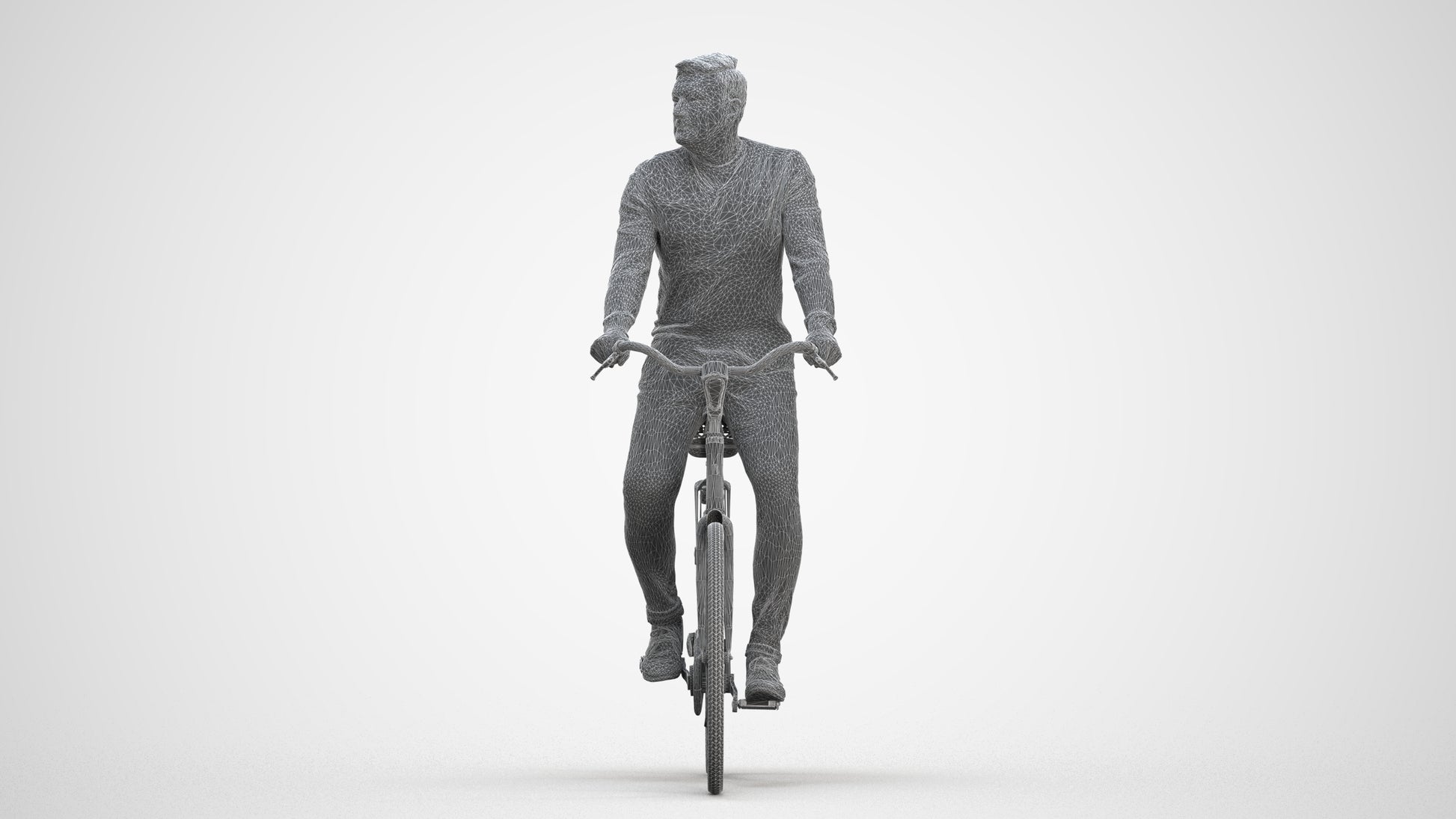 realistic 3D people man casual cycling, render-ready for V-Ray and Corona, FBX OBJ, three-quarter front view render