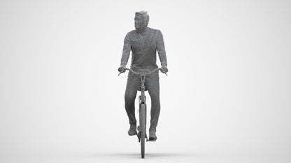 realistic 3D people man casual cycling, render-ready for V-Ray and Corona, FBX OBJ, three-quarter front view render