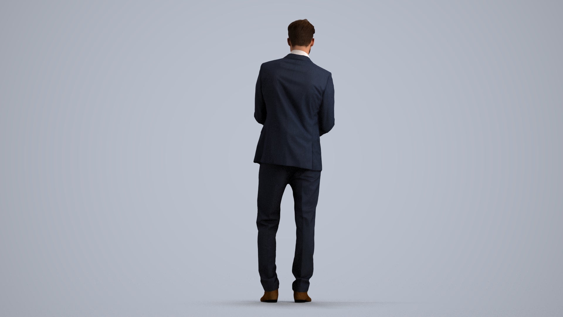 realistic 3D human man business, archviz people FBX OBJ for Blender, front view render