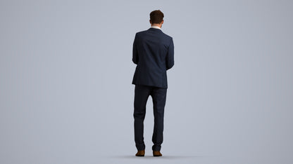 realistic 3D human man business, archviz people FBX OBJ for Blender, front view render