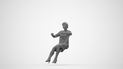 3D scanned woman driving casual, photorealistic archviz people for Enscape and SketchUp, wireframe back view