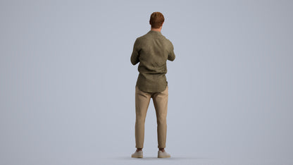 photogrammetry 3D man casual standing, realistic human model archviz FBX, front view render