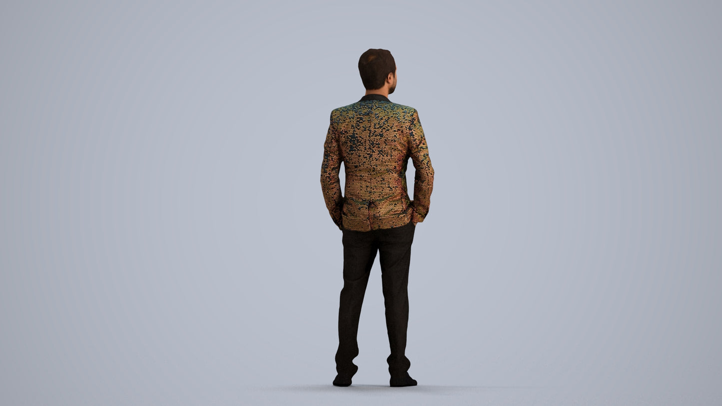 photogrammetry 3D man formal formalaffairs, realistic human model archviz FBX, front view render
