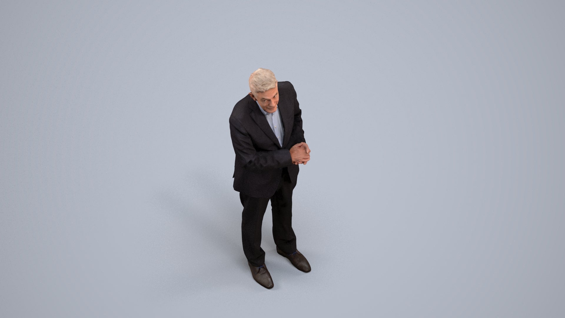 scanned 3D senior man business, photogrammetry people for Enscape and V-Ray, back view render