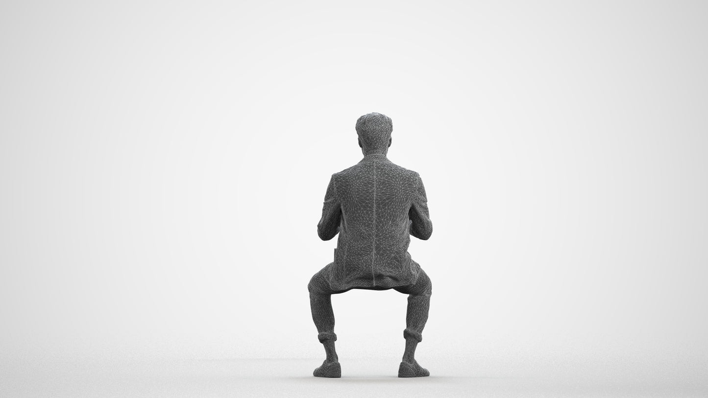 photogrammetry 3D man business, realistic human model archviz FBX, wireframe front view