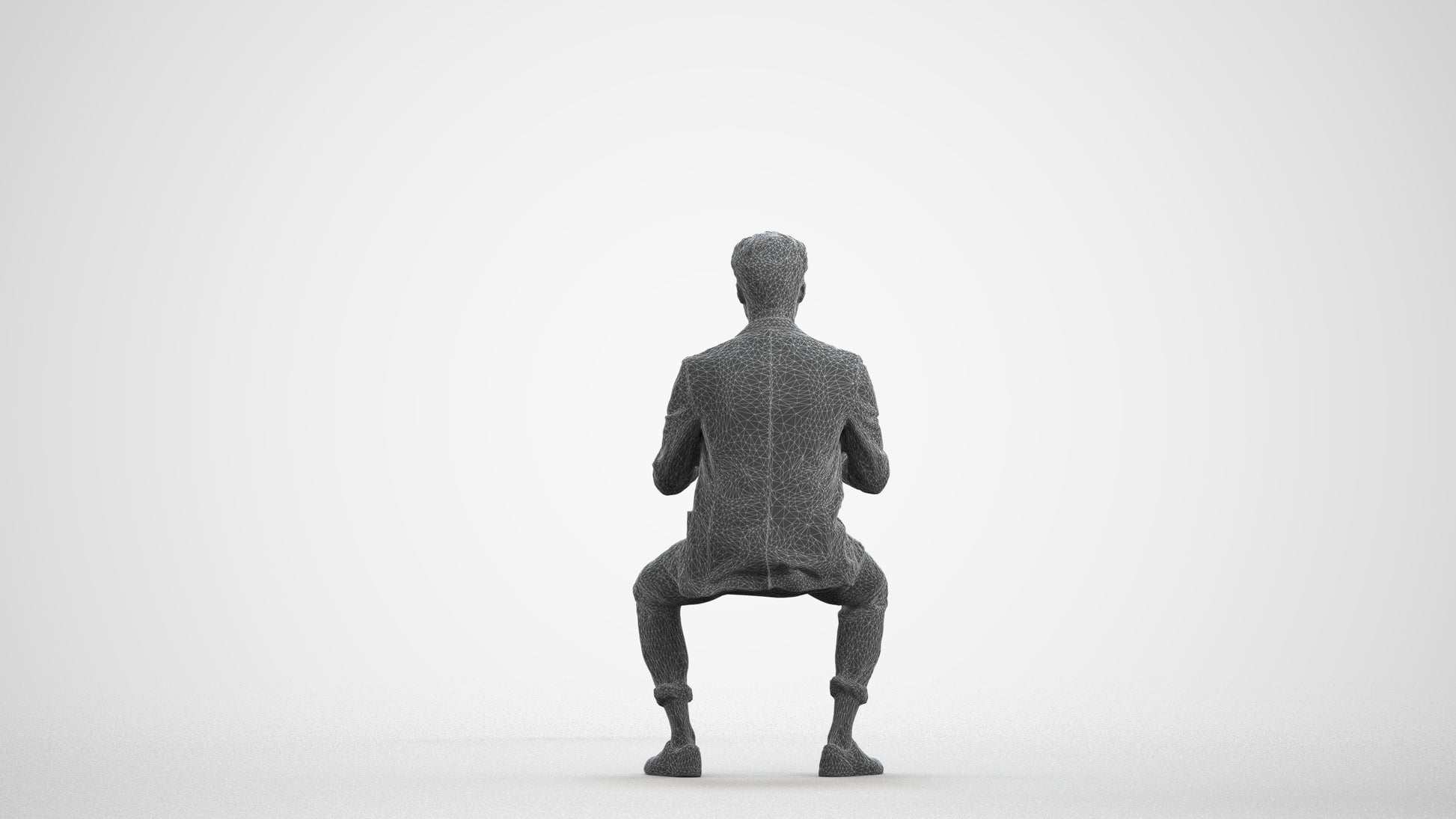 photogrammetry 3D man business, realistic human model archviz FBX, wireframe front view