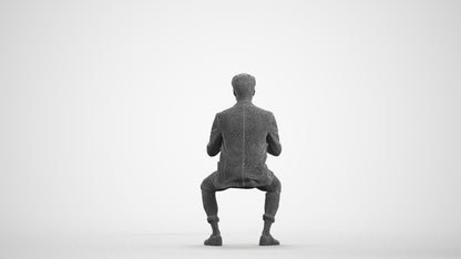photogrammetry 3D man business, realistic human model archviz FBX, wireframe front view
