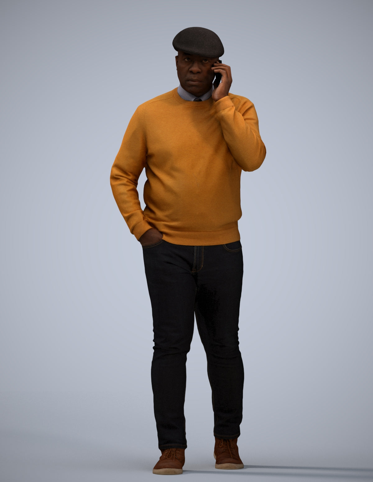 realistic 3D human man casual walking, archviz people FBX OBJ for Blender