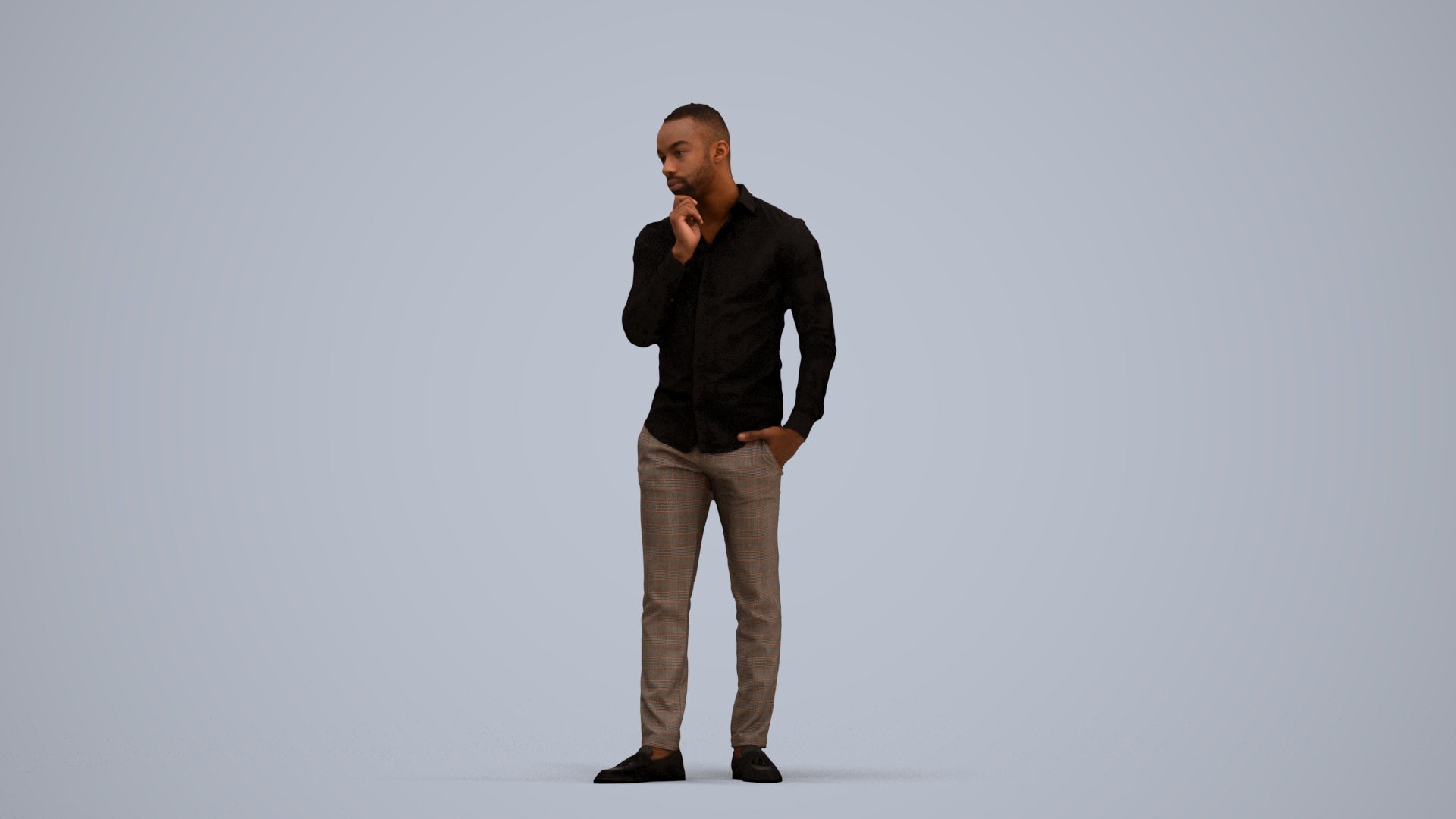 scanned 3D man business standing, photogrammetry people for Enscape and V-Ray, standing pose render