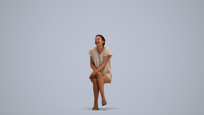realistic 3D human woman casual sitting, archviz people FBX OBJ for Blender, standing pose render