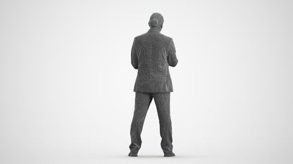 realistic 3D man business, scanned archviz people for Blender and 3ds Max, wireframe front view