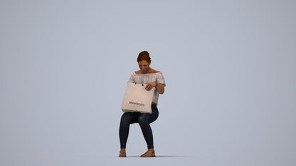 realistic 3D people woman business shopping, render-ready for V-Ray and Corona, FBX OBJ, top-down view render