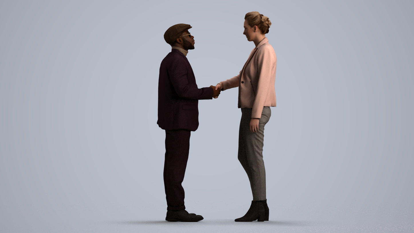 3D scanned woman business, photorealistic archviz people for Enscape and SketchUp, front view render
