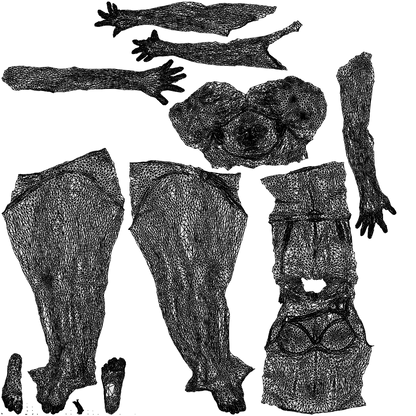 scanned 3D woman pool, photogrammetry people for Enscape and V-Ray, wireframe top-down view