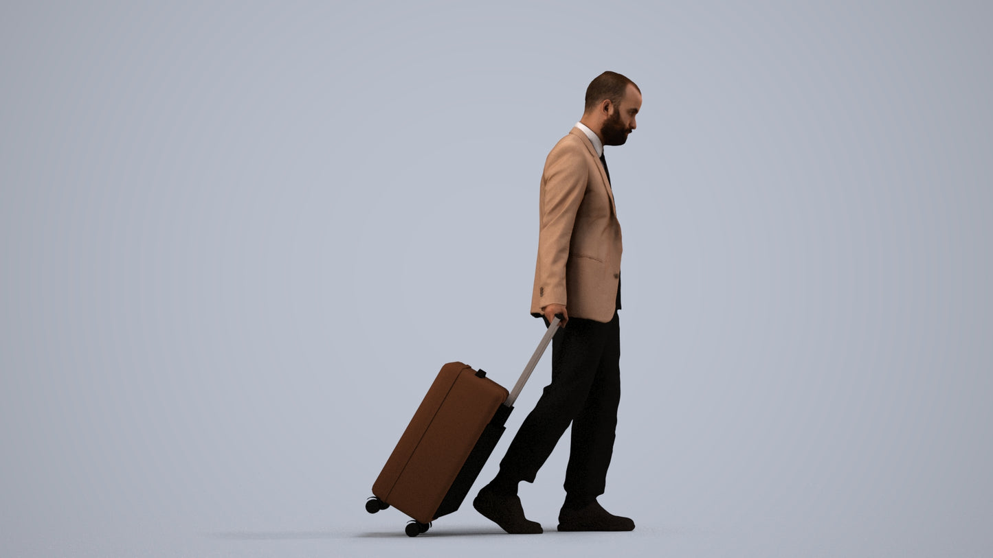 realistic 3D people man business, render-ready for V-Ray and Corona, FBX OBJ, side view render