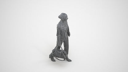 realistic 3D people woman business walking, render-ready for V-Ray and Corona, FBX OBJ, wireframe three-quarter view