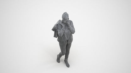 photogrammetry 3D woman business formalaffairs, realistic human model archviz FBX, wireframe three-quarter view
