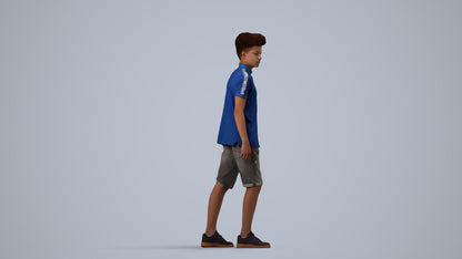 realistic 3D people boy casual kids, render-ready for V-Ray and Corona, FBX OBJ, side view render