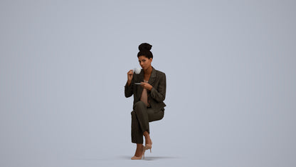 realistic 3D human woman business, archviz people FBX OBJ for Blender, standing pose render