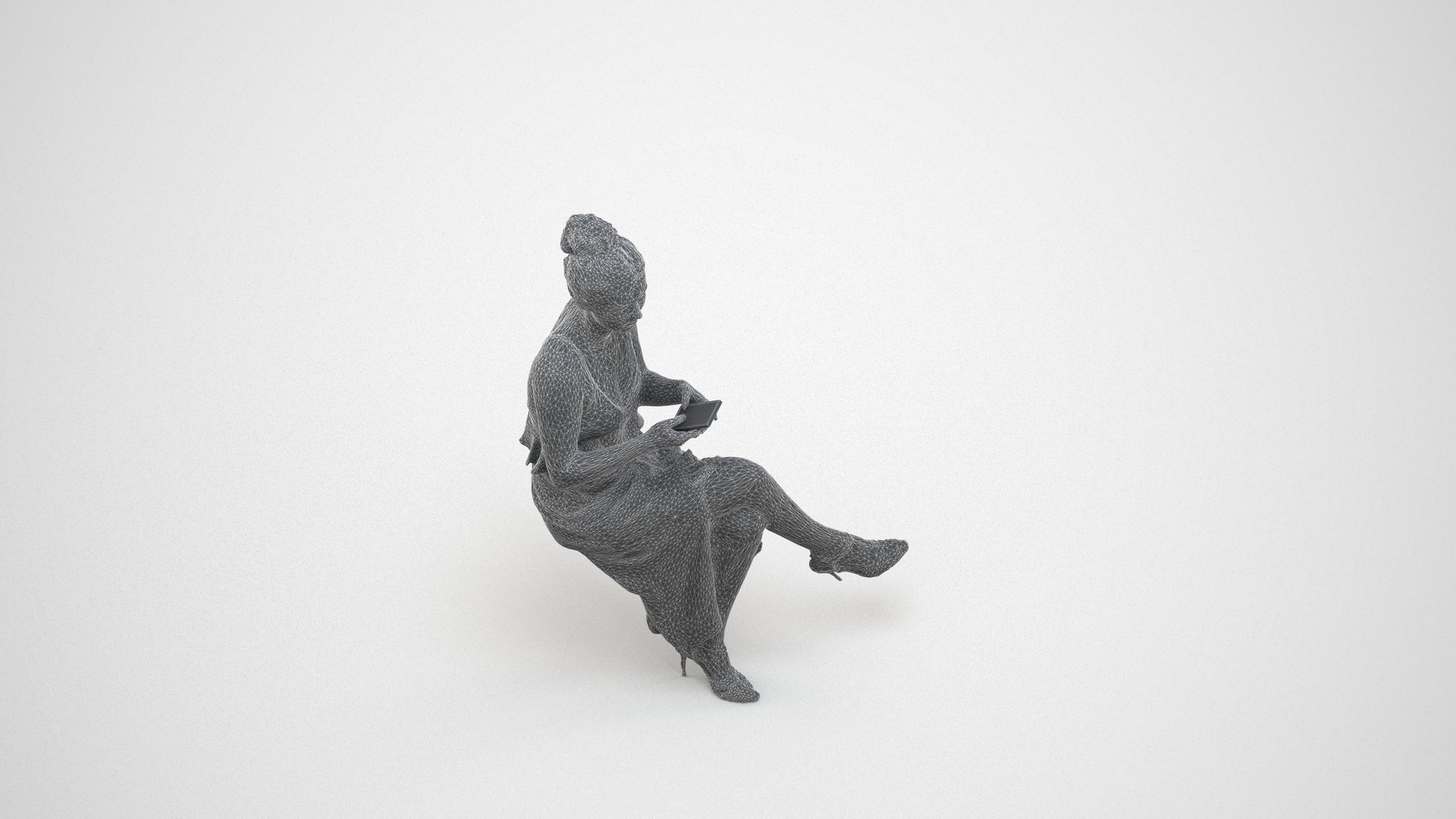 realistic 3D people woman formal formalaffairs, render-ready for V-Ray and Corona, FBX OBJ, wireframe three-quarter view