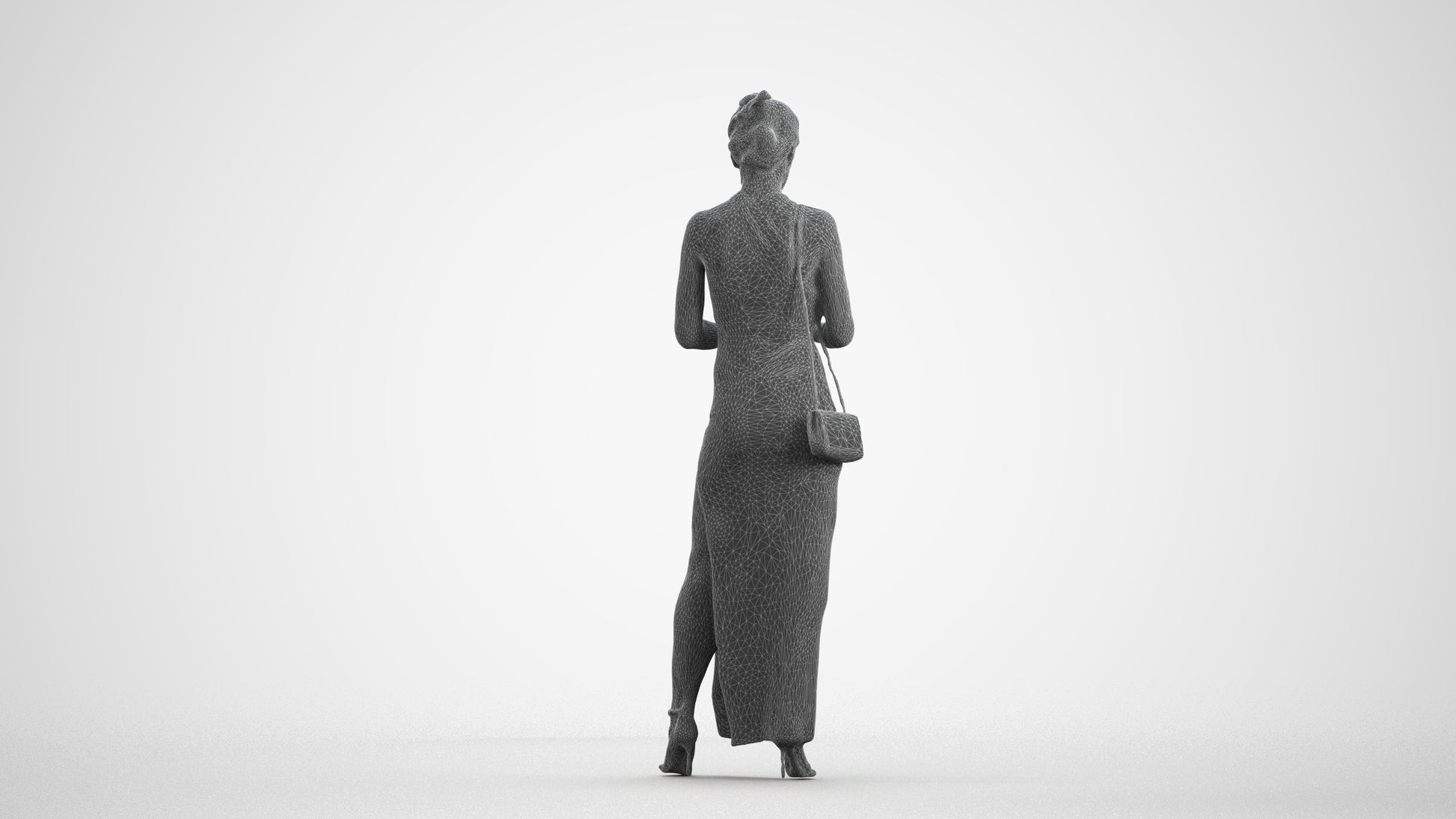 realistic 3D woman formal formalaffairs, scanned archviz people for Blender and 3ds Max, wireframe front view