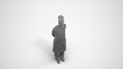 realistic 3D human woman hospitality, archviz people FBX OBJ for Blender, wireframe three-quarter view