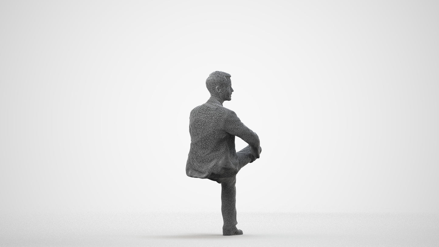 3D scanned man business, photorealistic archviz people for Enscape and SketchUp, wireframe side view