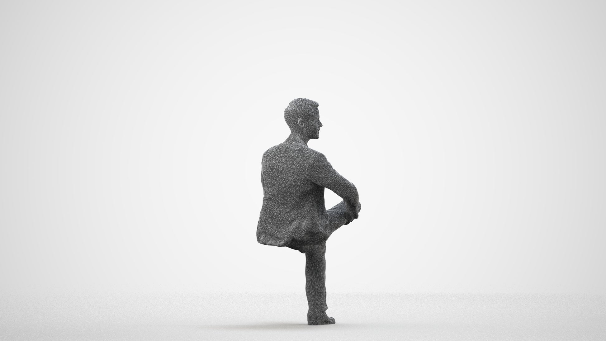 3D scanned man business, photorealistic archviz people for Enscape and SketchUp, wireframe side view